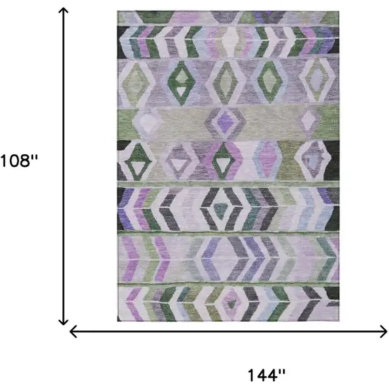 Green And Lavender Tribal Washable Indoor Outdoor Area Rug Photo 7