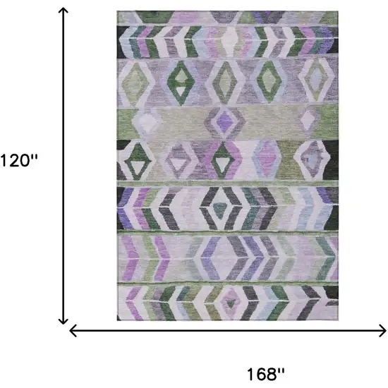 Green And Lavender Tribal Washable Indoor Outdoor Area Rug Photo 7