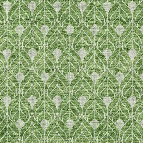 Green And Light Green Geometric Washable Indoor Outdoor Area Rug Photo 5