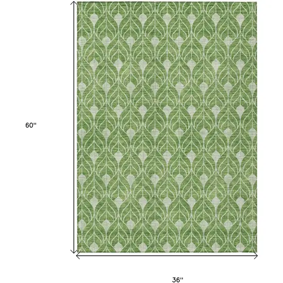 Green And Light Green Geometric Washable Indoor Outdoor Area Rug Photo 3