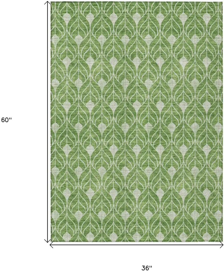 Green And Light Green Geometric Washable Indoor Outdoor Area Rug Photo 3