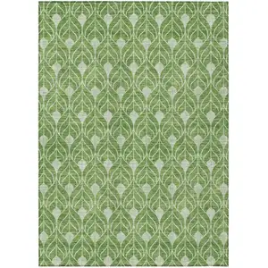 Photo of Green And Light Green Geometric Washable Indoor Outdoor Area Rug