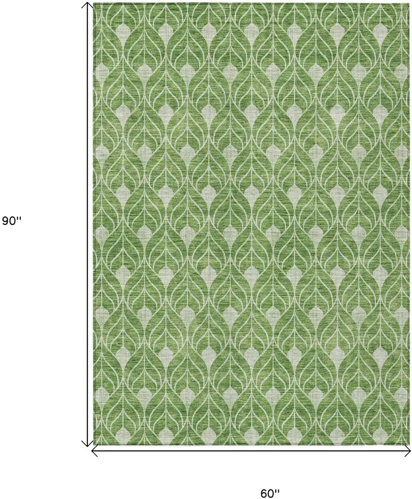 Green And Light Green Geometric Washable Indoor Outdoor Area Rug Photo 3