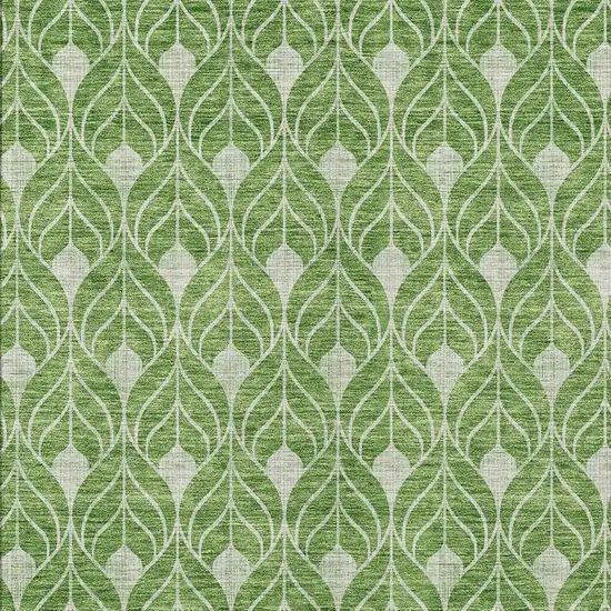 Green And Light Green Geometric Washable Indoor Outdoor Area Rug Photo 5