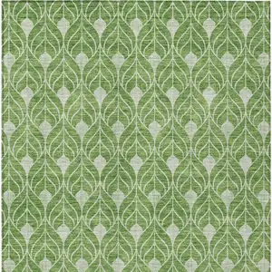 Photo of Green And Light Green Geometric Washable Indoor Outdoor Area Rug