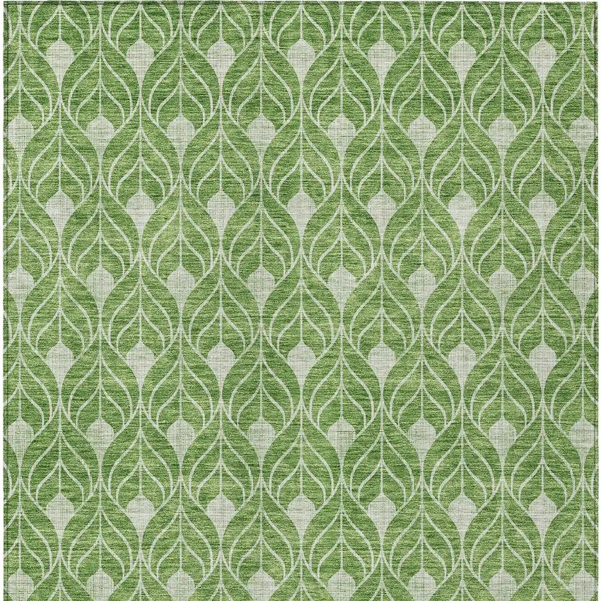 Green And Light Green Geometric Washable Indoor Outdoor Area Rug Photo 6