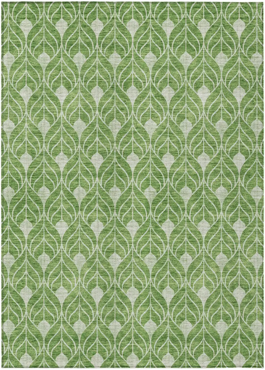 Green And Light Green Geometric Washable Indoor Outdoor Area Rug Photo 2