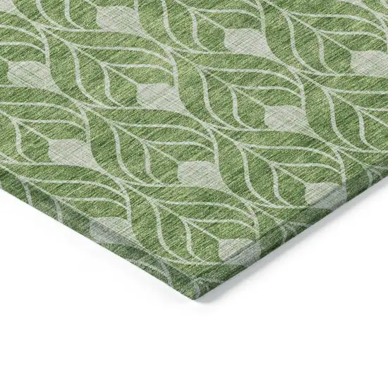 Green And Light Green Geometric Washable Indoor Outdoor Area Rug Photo 4