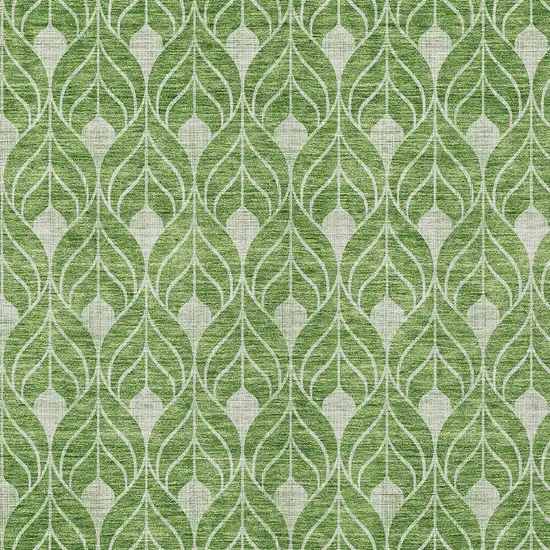Green And Light Green Geometric Washable Indoor Outdoor Area Rug Photo 5