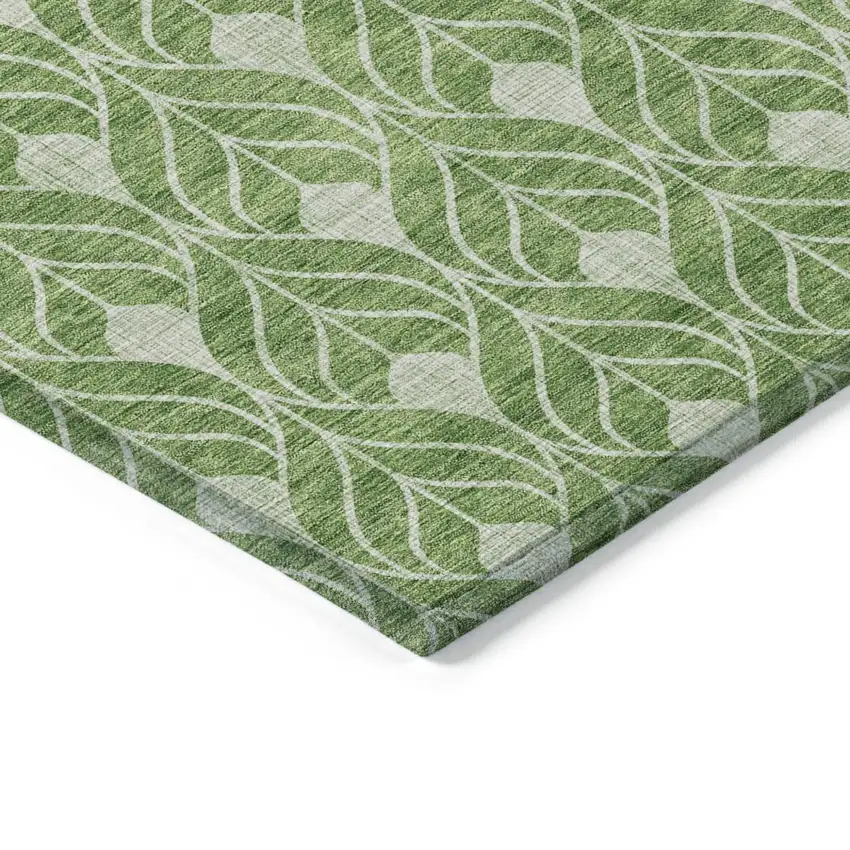 Green And Light Green Geometric Washable Indoor Outdoor Area Rug Photo 4