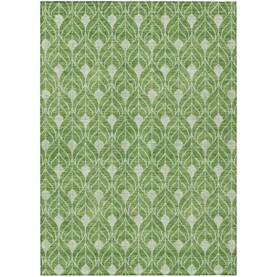 Green And Light Green Geometric Washable Indoor Outdoor Area Rug Photo 2