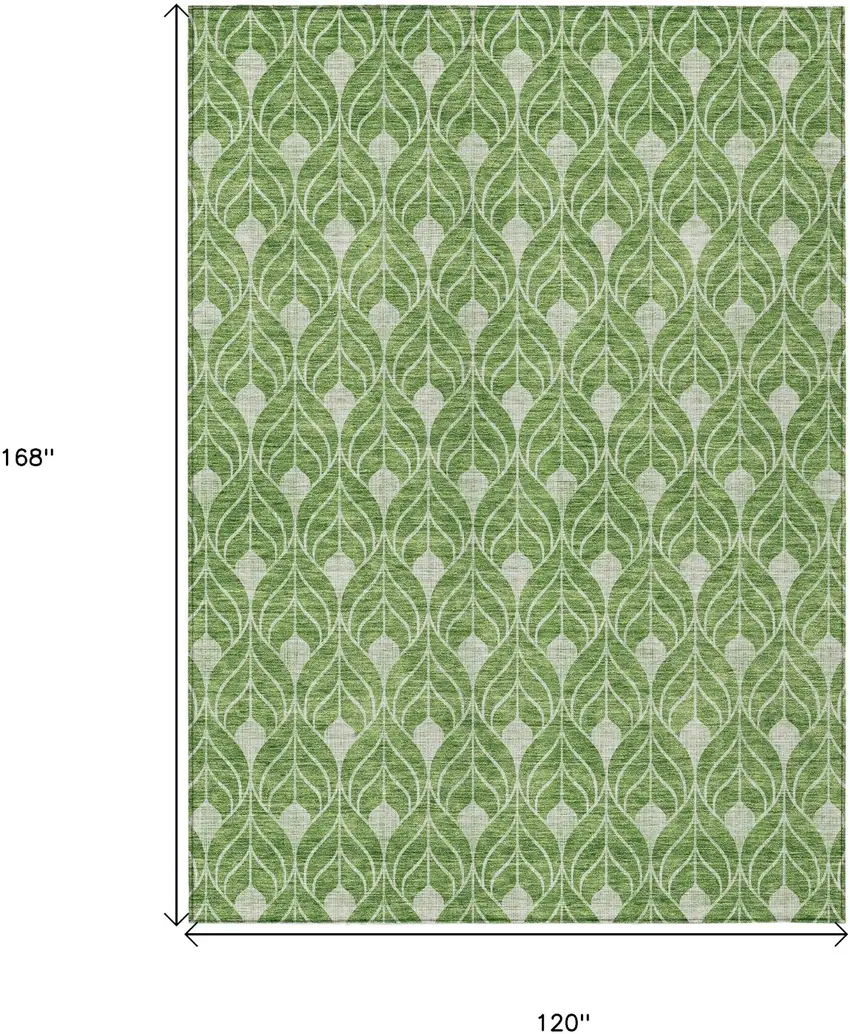 Green And Light Green Geometric Washable Indoor Outdoor Area Rug Photo 3