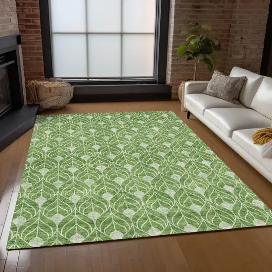 Green And Light Green Geometric Washable Indoor Outdoor Area Rug Photo 9