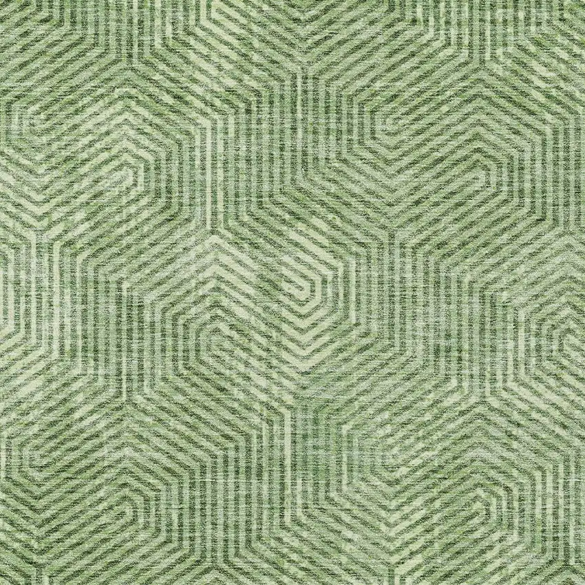 Green And Light Green Geometric Washable Indoor Outdoor Area Rug Photo 6