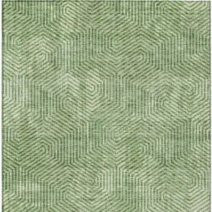 Photo of Green And Light Green Geometric Washable Indoor Outdoor Area Rug