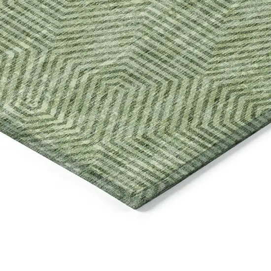 Green And Light Green Geometric Washable Indoor Outdoor Area Rug Photo 5