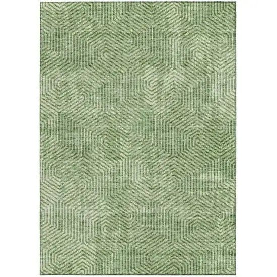 Green And Light Green Geometric Washable Indoor Outdoor Area Rug Photo 7