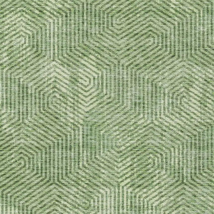 Green And Light Green Geometric Washable Indoor Outdoor Area Rug Photo 6