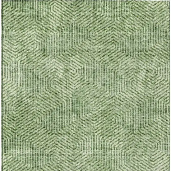 Green And Light Green Geometric Washable Indoor Outdoor Area Rug Photo 7
