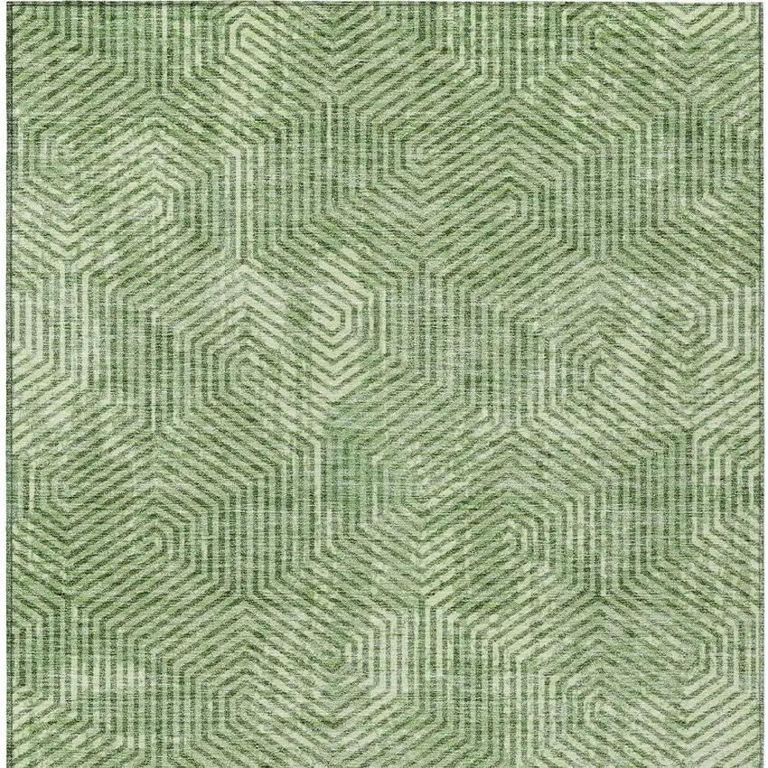 Green And Light Green Geometric Washable Indoor Outdoor Area Rug Photo 7