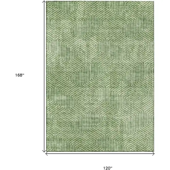 Green And Light Green Geometric Washable Indoor Outdoor Area Rug Photo 3