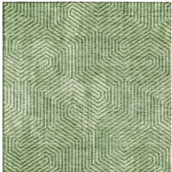 Green And Light Green Geometric Washable Indoor Outdoor Area Rug Photo 6