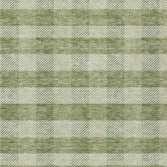 Green And Light Green Plaid Washable Indoor Outdoor Area Rug Photo 6