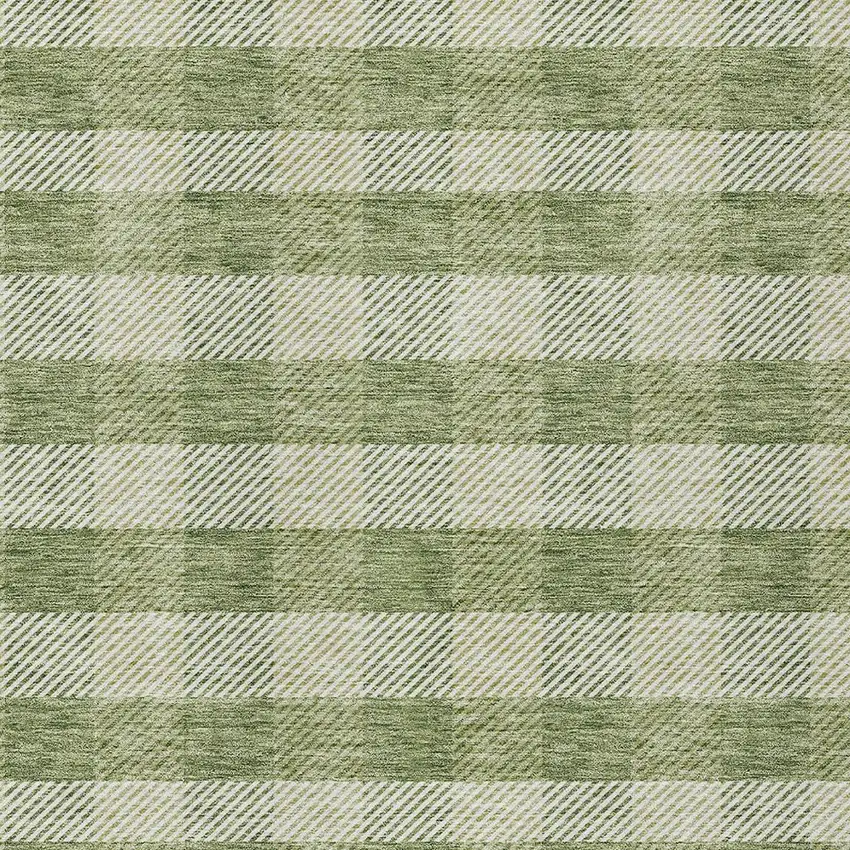 Green And Light Green Plaid Washable Indoor Outdoor Area Rug Photo 6