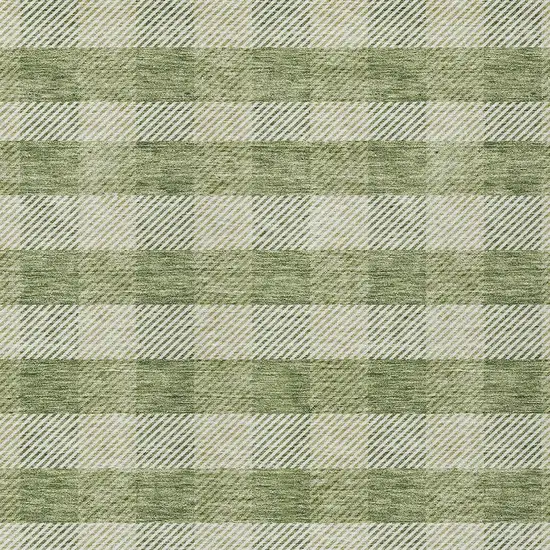 Green And Light Green Plaid Washable Indoor Outdoor Area Rug Photo 6