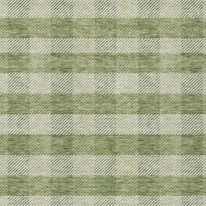 Green And Light Green Plaid Washable Indoor Outdoor Area Rug Photo 6