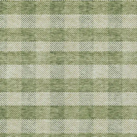Green And Light Green Plaid Washable Indoor Outdoor Area Rug Photo 6