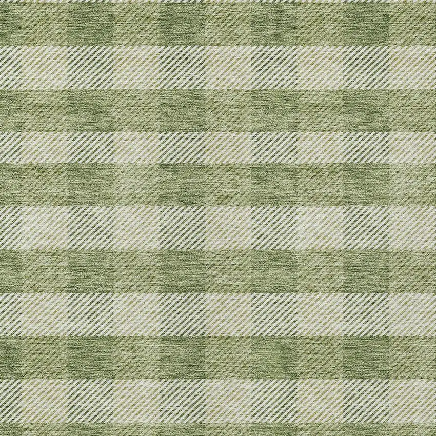 Green And Light Green Plaid Washable Indoor Outdoor Area Rug Photo 6