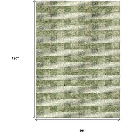 Green And Light Green Plaid Washable Indoor Outdoor Area Rug Photo 3