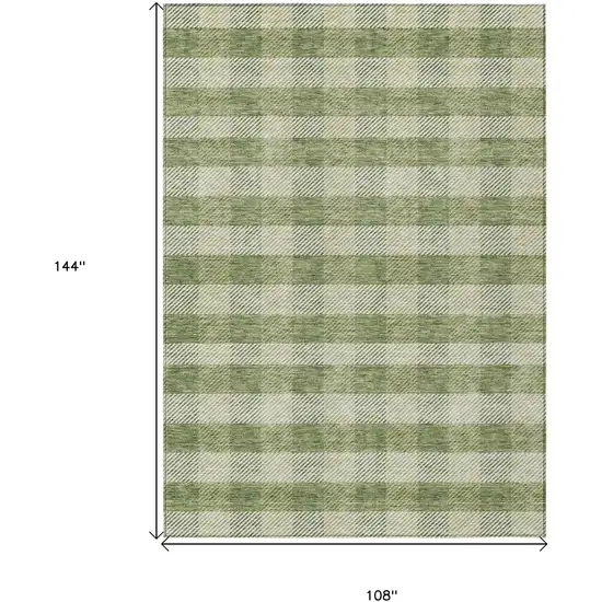 Green And Light Green Plaid Washable Indoor Outdoor Area Rug Photo 7
