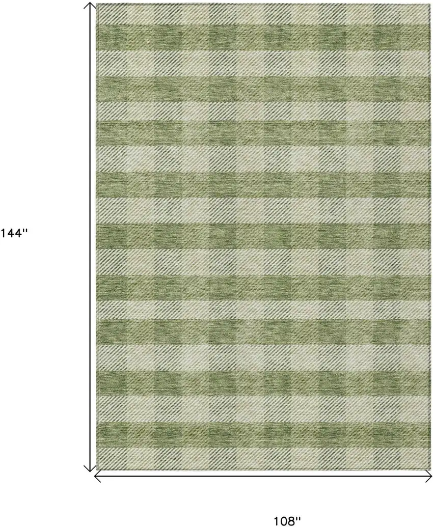 Green And Light Green Plaid Washable Indoor Outdoor Area Rug Photo 7