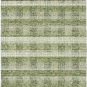 Photo of Green And Light Green Plaid Washable Indoor Outdoor Area Rug