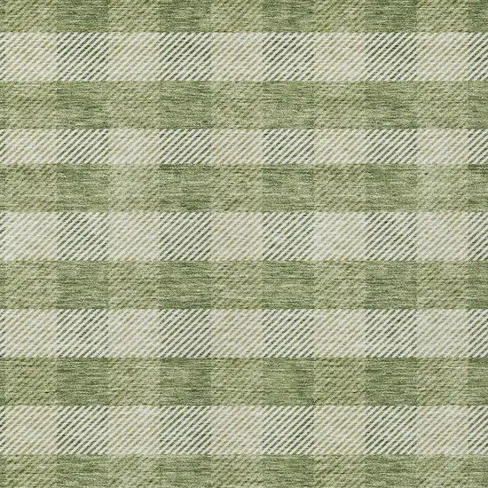 Green And Light Green Plaid Washable Indoor Outdoor Area Rug Photo 5