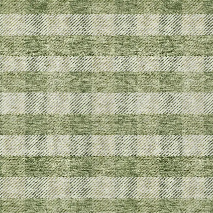 Green And Light Green Plaid Washable Indoor Outdoor Area Rug Photo 5