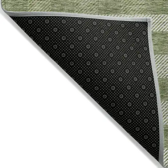 Green And Light Green Plaid Washable Indoor Outdoor Area Rug Photo 3