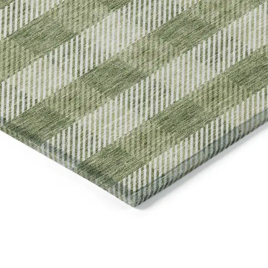 Green And Light Green Plaid Washable Indoor Outdoor Area Rug Photo 4