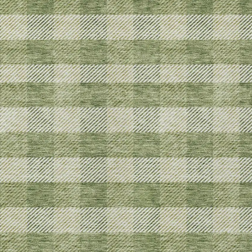 Green And Light Green Plaid Washable Indoor Outdoor Area Rug Photo 6