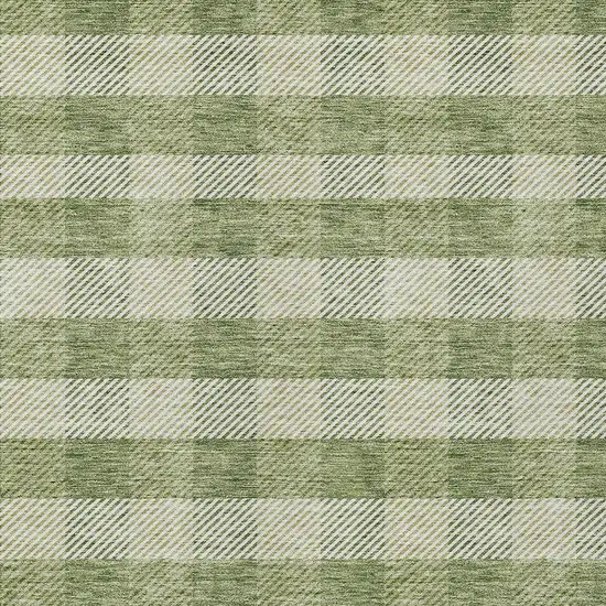 Green And Light Green Plaid Washable Indoor Outdoor Area Rug Photo 6