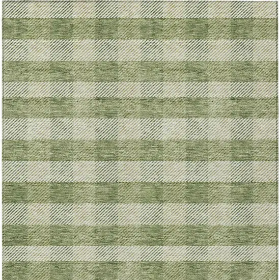 Green And Light Green Plaid Washable Indoor Outdoor Area Rug Photo 7