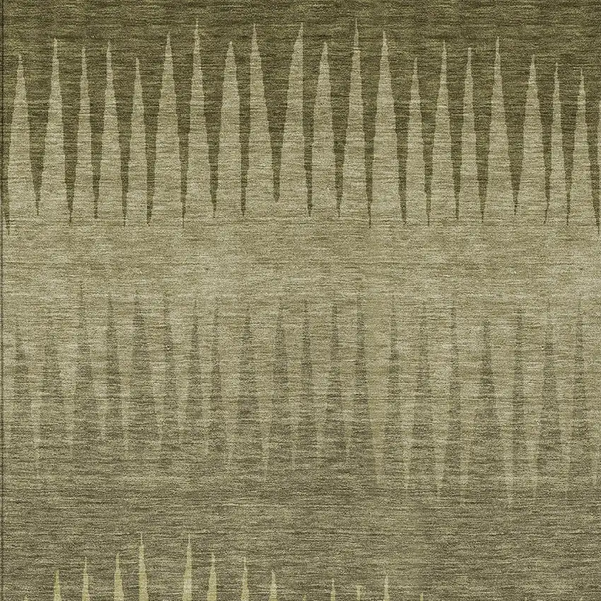Green And Light Green Striped Washable Indoor Outdoor Area Rug Photo 6