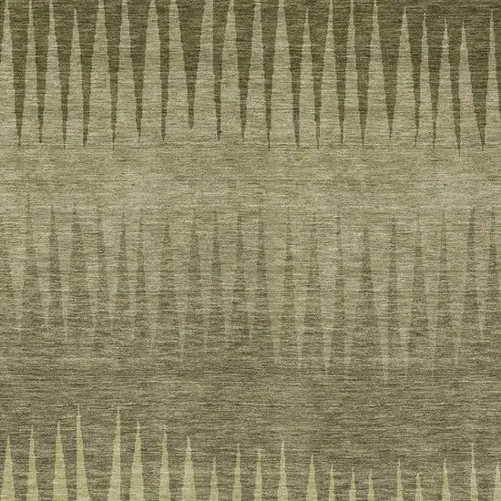 Green And Light Green Striped Washable Indoor Outdoor Area Rug Photo 6