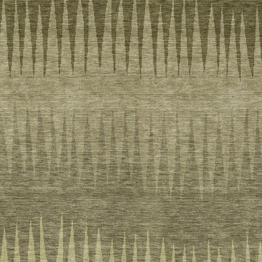 Green And Light Green Striped Washable Indoor Outdoor Area Rug Photo 6
