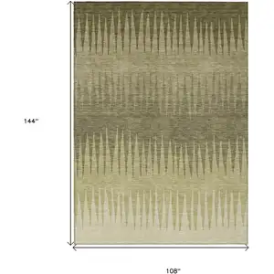 Photo of Green And Light Green Striped Washable Indoor Outdoor Area Rug