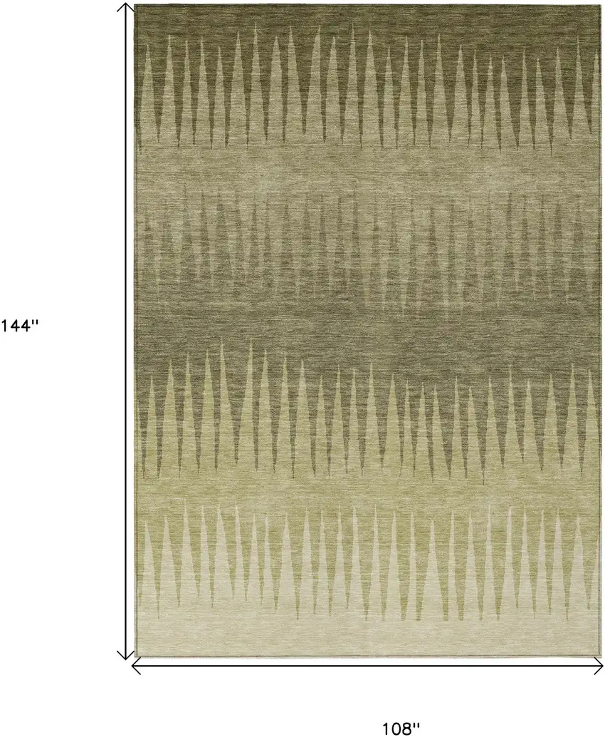 Green And Light Green Striped Washable Indoor Outdoor Area Rug Photo 3
