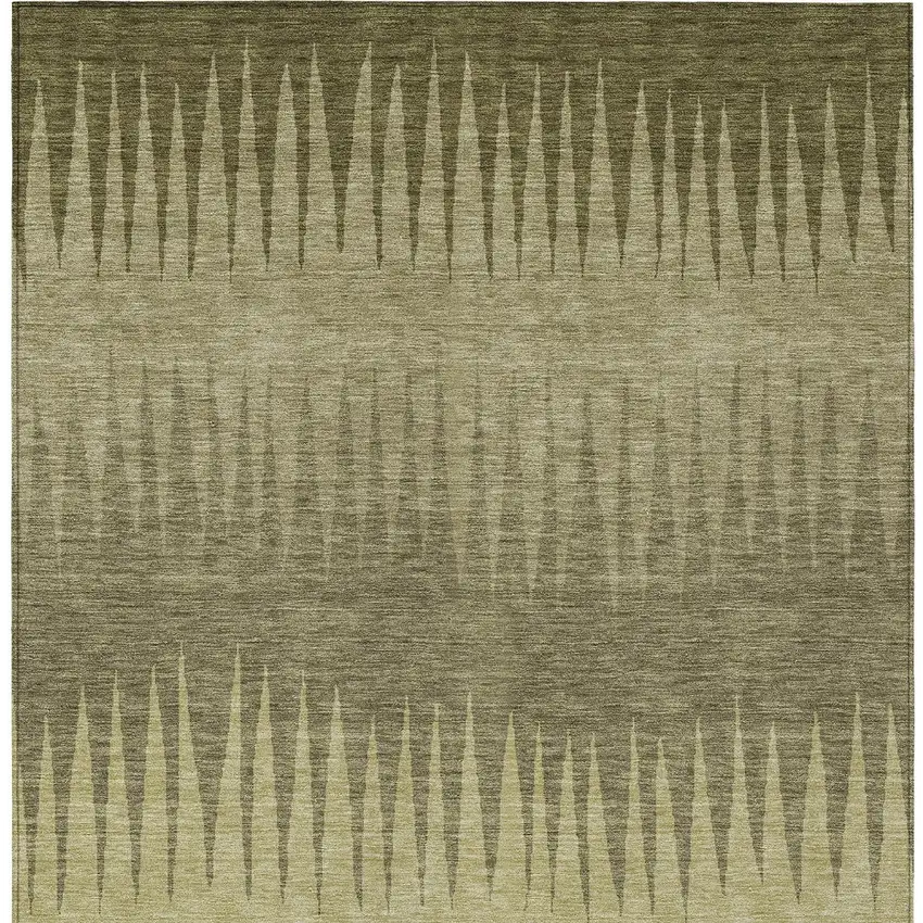 Green And Light Green Striped Washable Indoor Outdoor Area Rug Photo 7