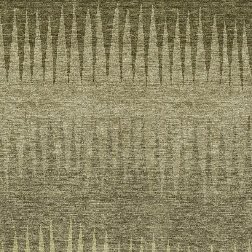 Green And Light Green Striped Washable Indoor Outdoor Area Rug Photo 6
